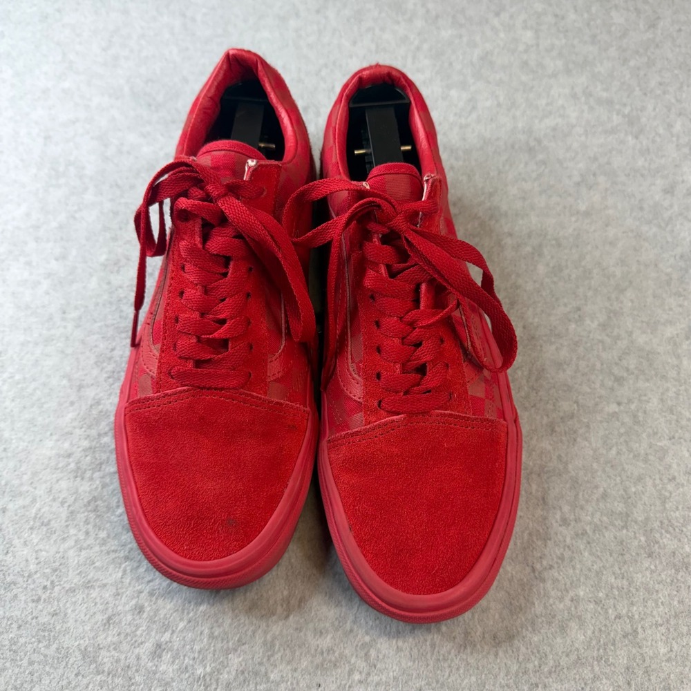 Vans Old Skool Red Checkerboard Suede Canvas Sneakers Mens 7.5 Women 9.0